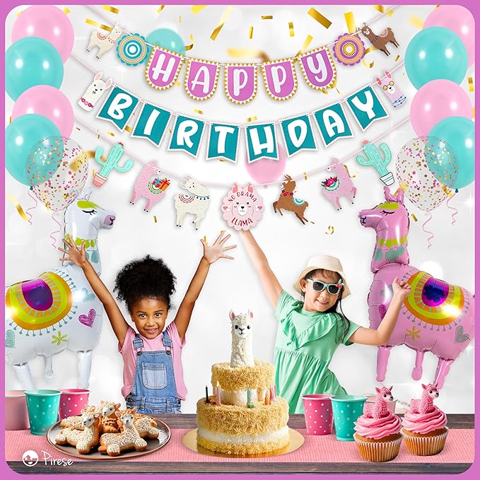 Pirese Llama Birthday Decorations, Llama Party Decorations, Llama Happy Birthday Banner | Llama Decorations | Llama Party Supplies | Peruvian Decor, Fiesta Birthday Decorations, Cinco de Mayo Birthday