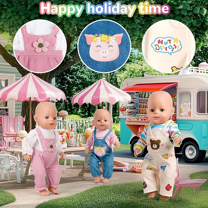 6 Sets 14-16 Inch Baby Doll Accessories & Clothes - Dress Outfits Headbands Accessories fits New Born 43cm , 15 inch Baby Doll
