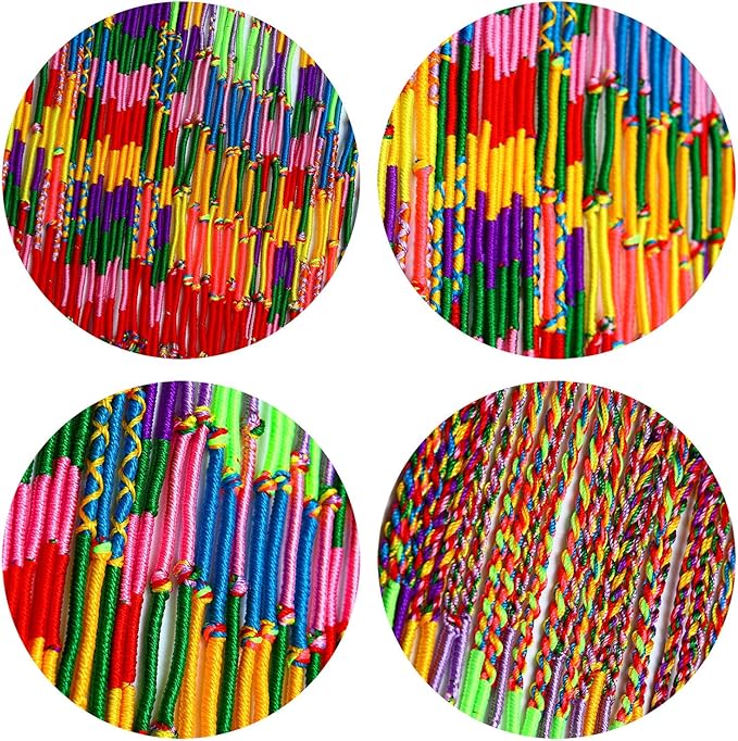 Resinta 60 Pieces Handmade Braided Bracelets Assorted Random Colors Friendship Cords Thread Bracelets Party Supply Favors for Wrist Anklet