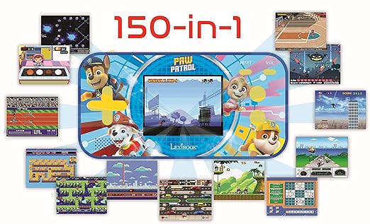 Lexibook Paw Patrol Chase, Compact Cyber Arcade Portable Console, 150 Games, LCD, Battery Operated, Red/Blue, JL2367PA