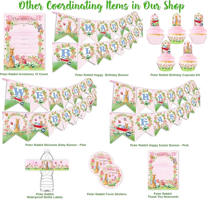 Peter Cupcake Toppers and Wrappers - 24 Cupcake Toppers and 24 Cupcake Wrappers - Rabbit Party Supplies - Peter Party Decorations - Blue Cupcake