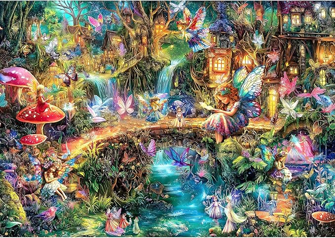 Blueforest - Fantasy Elf World - 1000 Piece Jigsaw Puzzle for Adults Challenging Funny Family Puzzle Perfect for Game Nights Finished Puzzle Size is 27.55 x 19.68 inches
