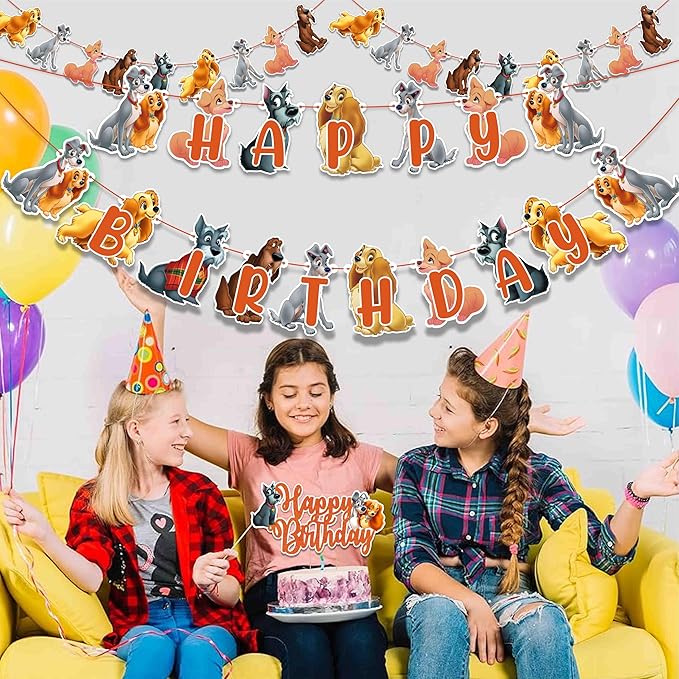 "Lady and the Trmp Theme Birthday Party Supplies – Cute Cartoon Dog Theme Decorations – Perfect for Birthday Parties, Baby Showers, Family Celebrations, Movie Nights, and Inspired Party Events"