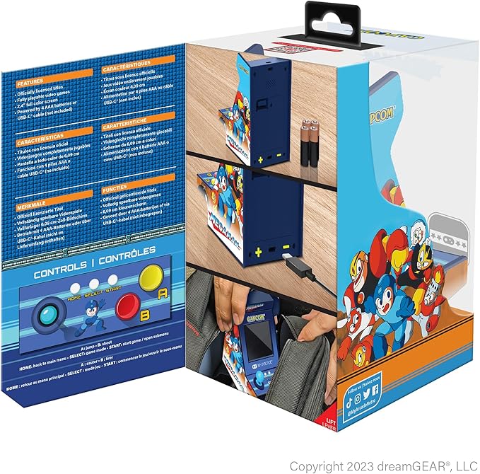 My Arcade Mega Man Nano Player Pro: 4.8" Portable Mini Arcade with 6 Games, 2.4" Screen Color Display, Retro