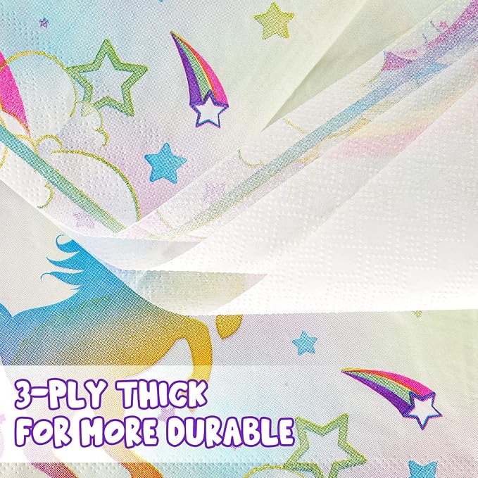 WERNNSAI Unicorn Party Plates and Napkins - 48 PCS Rainbow Unicorn Party Supplies for Girls Disposable Dinner Dessert Plates Napkins Tableware Set Serves 16 Guests