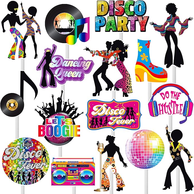 36pcs Disco Party Cupcake Toppers 70s 80s Disco Party Decoration Disco Dance Ball Cake Cupcake Picks for 1970s Saturday Night Disco Theme Birthday Party Supplies