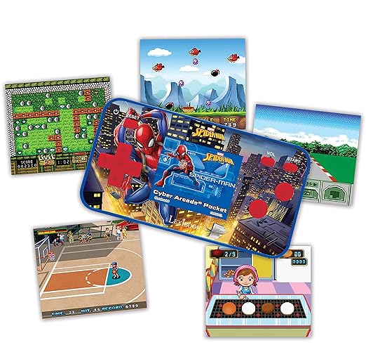 Lexibook Spider-Man Cyber Arcade Pocket Game Console, 150 Games, LCD Screen, Battery Operated, red/Blue, JL1895SP