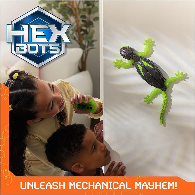 HEX BOTS Wall Crawler Gecko with Official Wall Climber Technology, Rechargeable Remote Control Robot Kids Toys, Prank Toys for Boys & Girls Ages 4 & Up