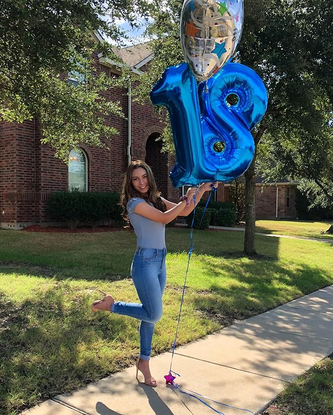 Navy Blue Number 18 Balloon 40 inch, 18 Number Balloons, 18th Navy Blue Birthday Decorations, 18 Year Old Girls Boys Blue Party Supplies