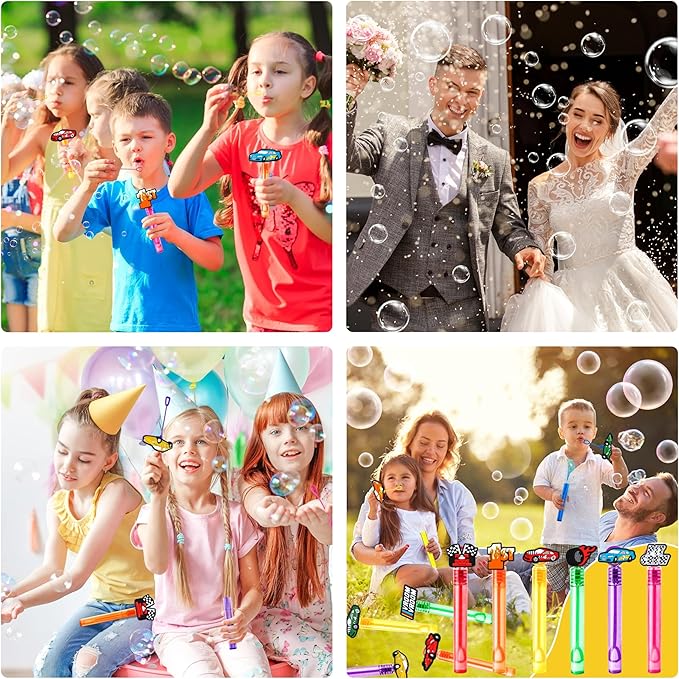 Race Car Party Favors for Kids – 24PCS Racing-Themed Bubble Wands, Great for Birthday Supplies, Pinata Fillers, Goodie Bags & Classroom Rewards