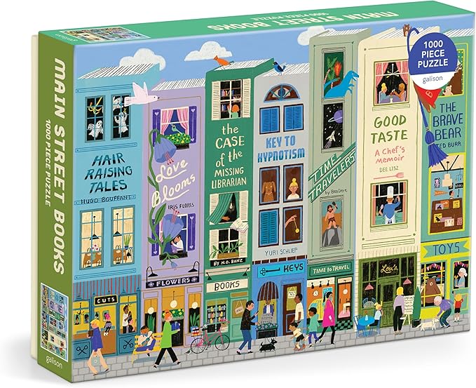 Galison Main Street Books – 1000 Piece Jigsaw Puzzle Featuring Beautiful Artwork of A Book Themed Neighborhood