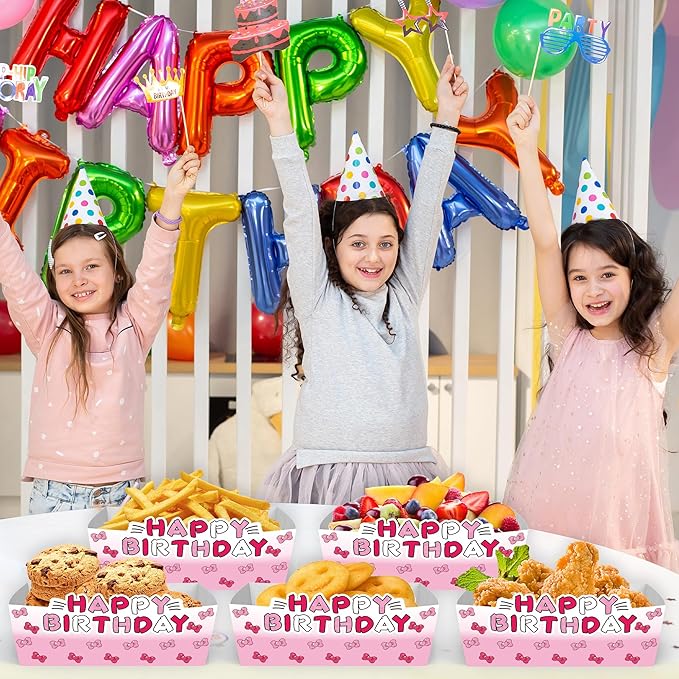 25Pcs Cartoon Cat Disposable Paper Food Trays for Cat Theme Birthday Party Supplies Baby Shower Decorations