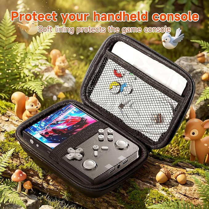 R40 Retro Handheld Game Console with Storage Case - Open Source System,3.5" IPS Screen, 18,000+ Classic Games, 128G TF Card, 3000mAh Battery, Portable Gaming Player for Travel, Black