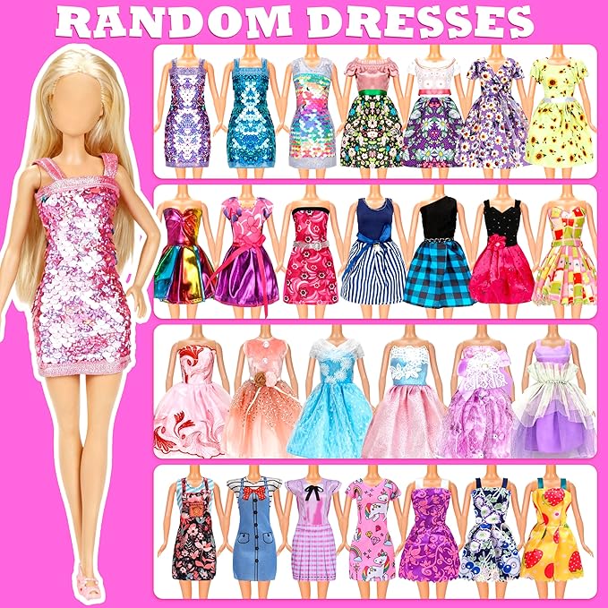 138 Pcs Doll Clothes and Accessories, 5 Wedding Gowns 9 Fashion Dresses 3 Tops 3 Pants 3 Bikini Swimsuits 20 Shoes for 11.5 inch Doll Christmas Stocking Stuffers Girls Gift Age 5-7 8-10