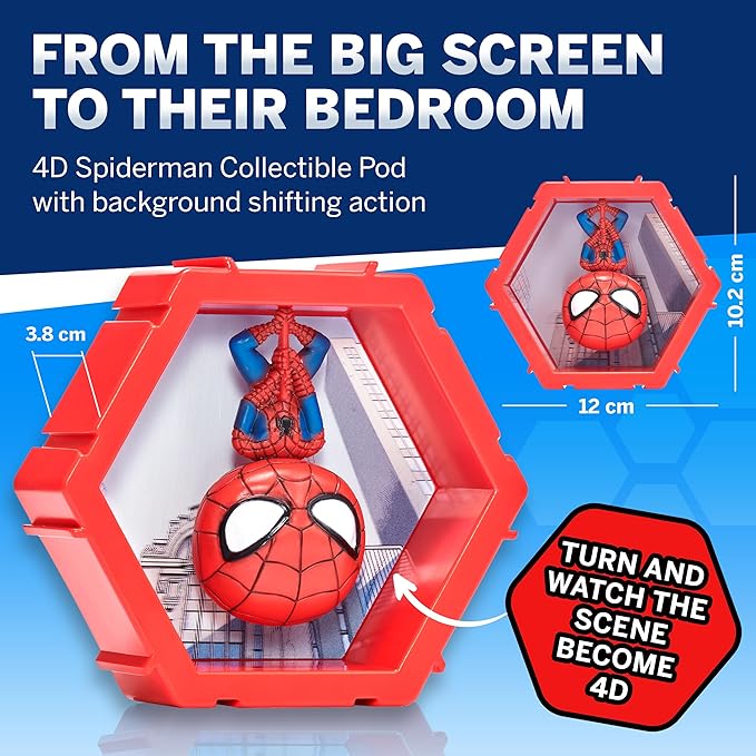 Wow! PODS 4D Marvel Spiderman - Unique Connectable & Collectable Bobblehead Figure, Wall/Shelf Display, Spiderman Figure, Spider Man Toys, Spider-Man Action Figures, Marvel Toys/Gift