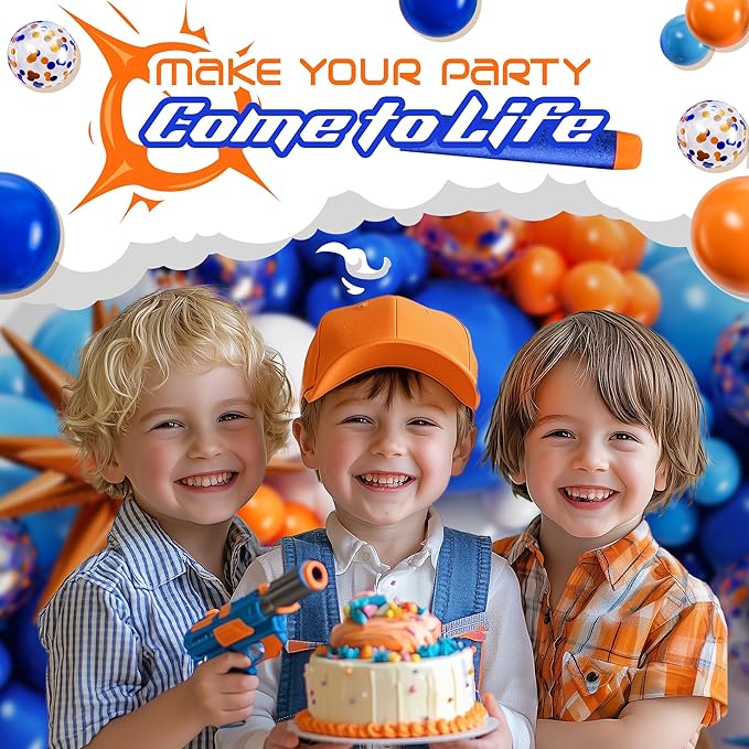 ALL-IN-1 Blue and Orange White Balloons Arch Kit & Garland – Small and Large White Oranges & Blues Balloons – Orange and Blue Party Decorations & Supplies for Birthday Party, Nerf, Blippi, Graduation