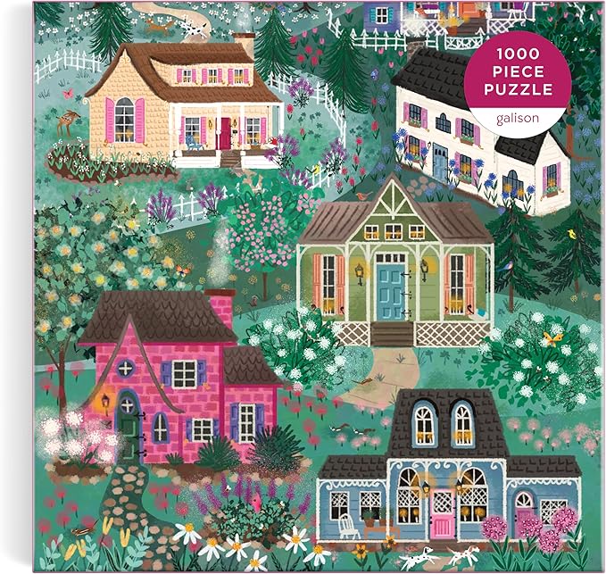 Galison The Cottage Hills – 1000 Piece Joy Laforme Jigsaw Puzzle Featuring Beautiful Artwork of Cottages in A Fairytale Neighborhood
