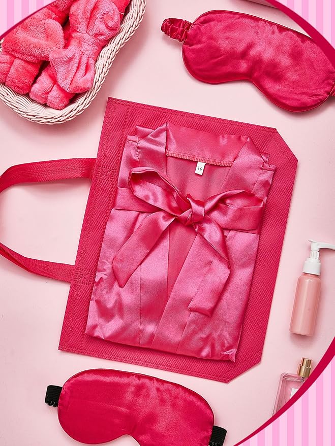 Sintuff 24 Pcs Sleepover Party Supplies for Girls 6 Spa Robes for Girls Slumber Party 6 Tote Bags 6 Headbands 6 Spa Masks