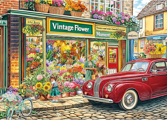 1000 Piece Puzzles for Adults, Landscape Puzzle, Flower Shop Jigsaw Puzzle 1000 Pieces for Adults Seniors, Fun Decor Challenging Family Games Holiday Party Gifts -1:1 Poster