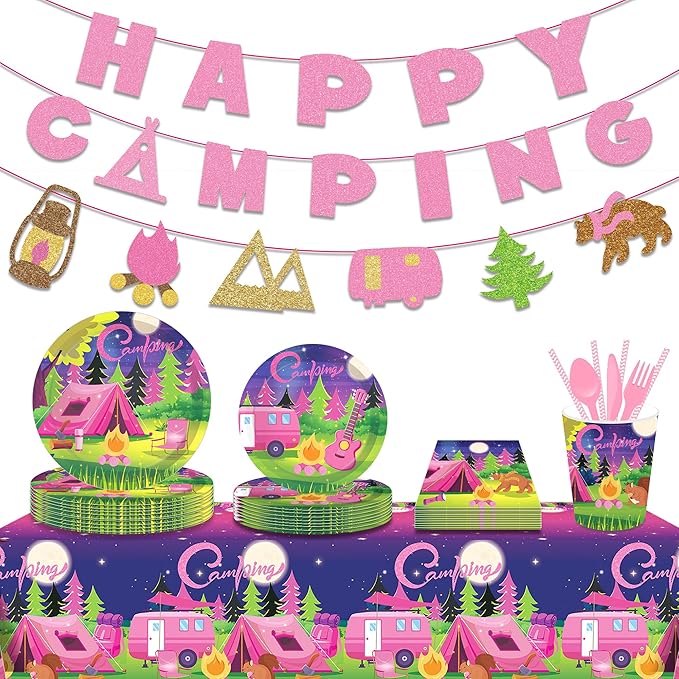 3 Pcs Pink Camping Tablecloth Plastic Table Covers Pink Camping Tablecloth Disposable Table Cover Pink Camping Table Cover for Kitchen Home Decor, 54x87In