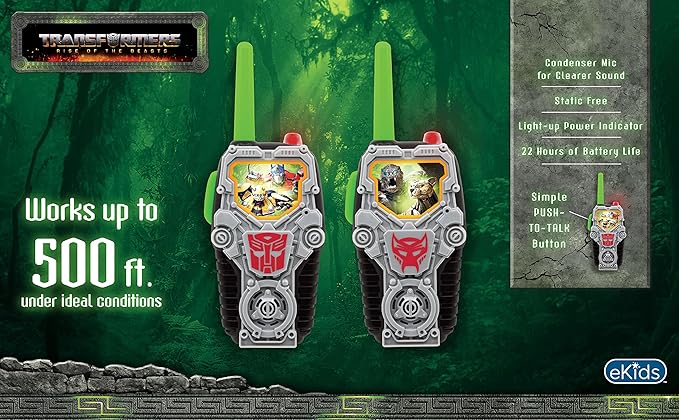 eKids Transformers Toy Walkie Talkies for Kids, Light-Up Indoor and Outdoor Toys for Kids and Fans of Transformers Toys