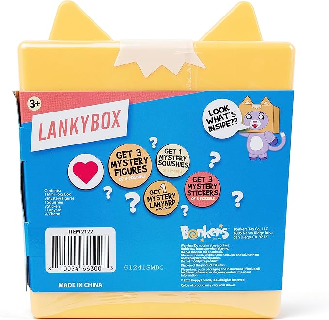 LankyBox Mini Foxy Mystery Box Foxy Mystery Box with 9 Exciting Toys to Discover Inside, Officially Licensed LankyBox Merch
