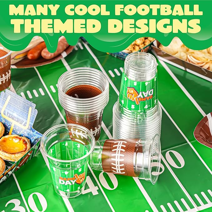 JOYIN 24 Pcs Football Plastic Cups, 16oz Disposable Football Party Cups Bulk for Sports Event, Football Party Supplies, Holiday Tableware Party Decorations