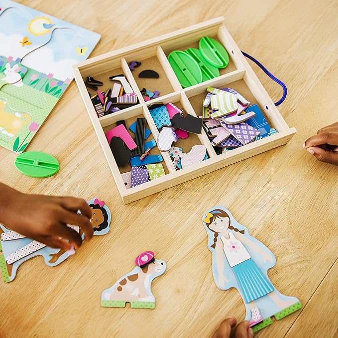 Melissa & Doug Best Friends Magnetic Dress-Up Wooden Dolls Pretend Play Set (78 pcs)
