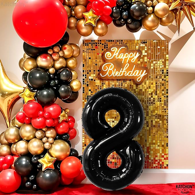 KatchOn, Giant Black 8 Number Balloon - 40 Inch | Black Number 8 Balloon | 8 Birthday Balloon, 8th Birthday Decorations Boys | Number 8 Balloon for 8 Year Old Boy Birthdays Decorations