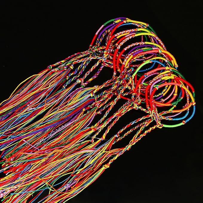 Resinta 100 Pieces Handmade Braided Bracelets Assorted Colors Friendship Cords Thread Bracelets Party Supply Favors for Wrist Anklet