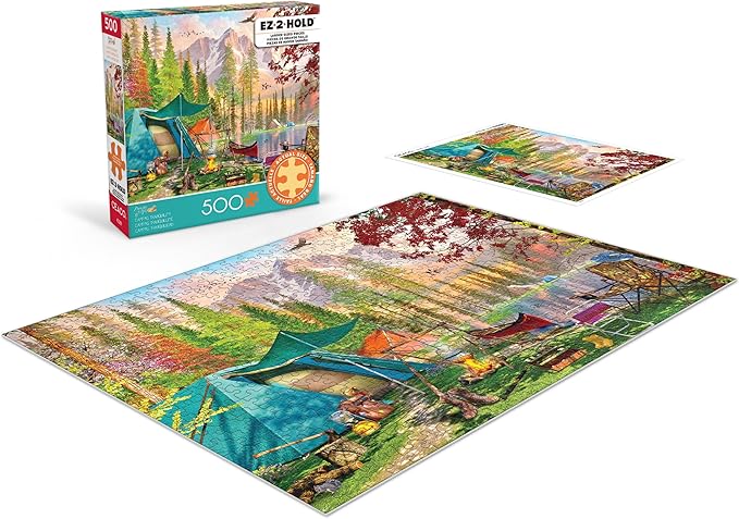 Ceaco - EZ 2 Hold - Dominic Davison - Camping Tranquility - 500 Piece Puzzle for Adults - Challenging and Perfect for Game Nights - Finished Puzzle Size 21.25 x 15