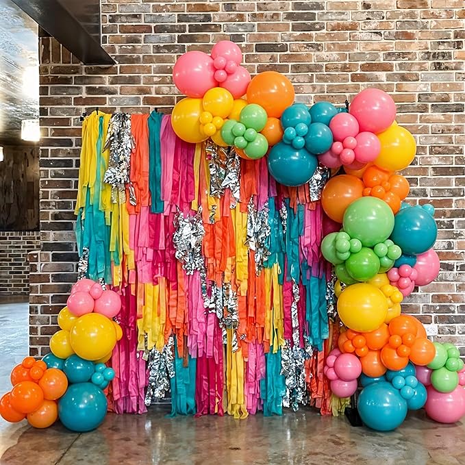 Hawaii Balloons Set, Pack of 60 12 Inch Hot Pink Orange Blue Light Green Yellow Neon Rainbow Latex Balloon for Summer Tropical Flamingo Luau Beach Aloha Baby Shower Birthday Party Decorations Supplies