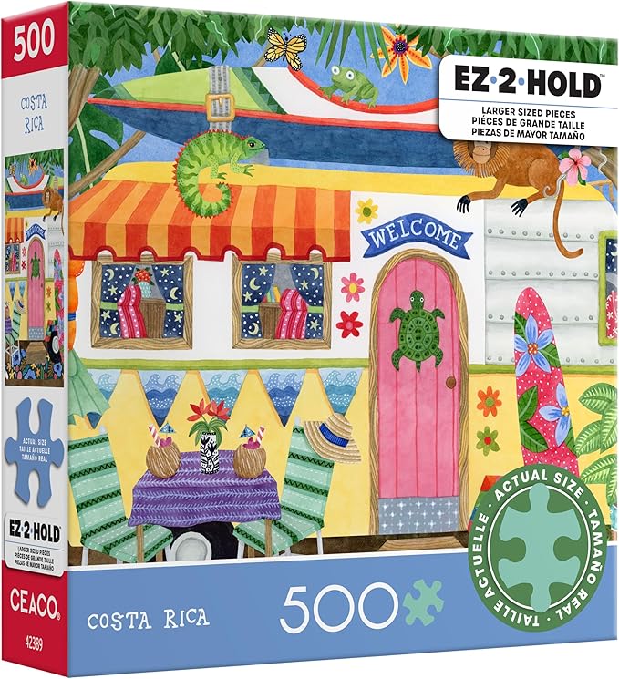Ceaco - EZ 2 Hold - Stephanie Peterson Jones - Costa Rica - 500 Piece Puzzle for Adults - Challenging and Perfect for Game Nights - Finished Puzzle Size 21.25 x 15