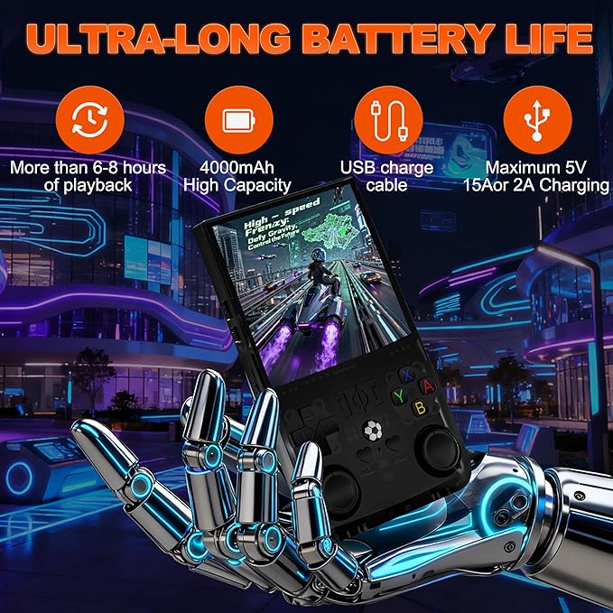 R36MAX Retro Handheld Game Console, 4.0 Inch IPS Screen, 64G TF Card, 4000mAh Battery, Plug and Play Portable Retro Gaming Console, Built-in 18,000+ Classic Game & 30+ Emulators - Black