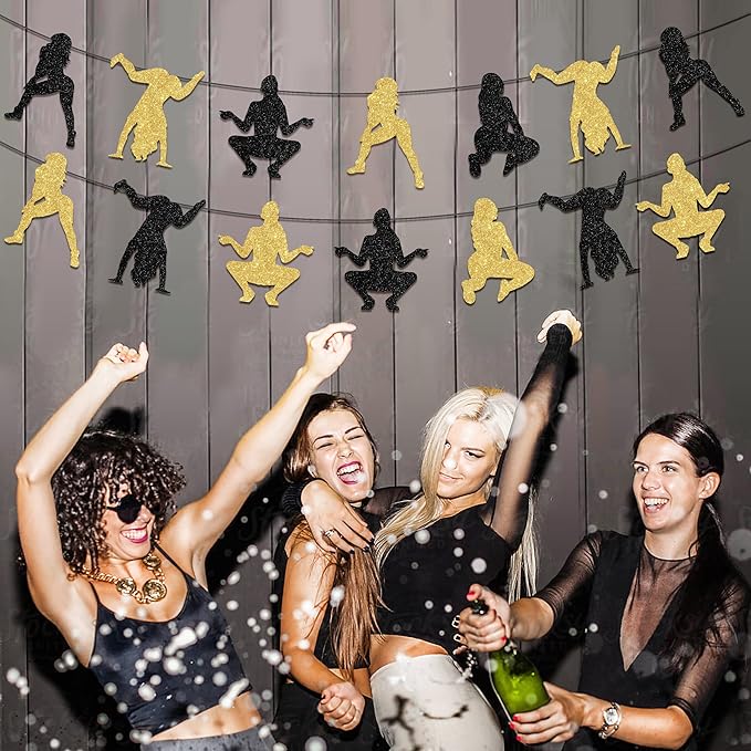 Cheereveal Twerk Banner Garland Set, Pole Dance Party Decorations Funny Birthday Banner for Bachelorette Stripper Party Supplies