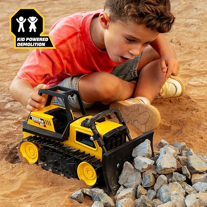 Tonka Steel Classics Bulldozer - Made with Steel & Sturdy Plastic, Yellow Toy Construction Truck, Boys and Girls, Kids, Toddlers, Ages 3+