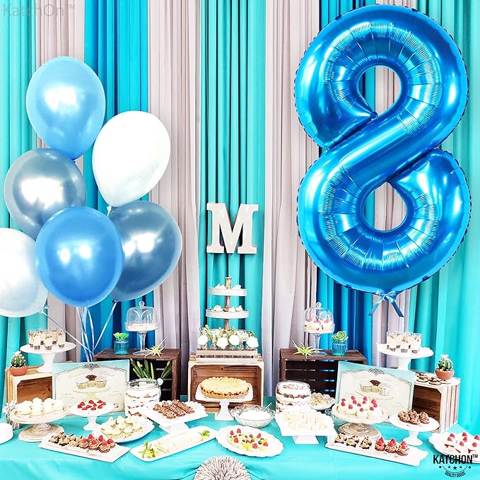 KatchOn, Giant Blue 8 Balloon - 40 Inch | Blue 8 Number Balloon| 8 Birthday Balloon, 8th Birthday Decorations | Number 8 Balloon Blue for Blue 8 Year Old Boy Birthday Decorations