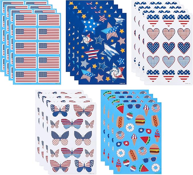 American Greetings Patriotic Stickers, American Flag and Summer Treats (20-Count)