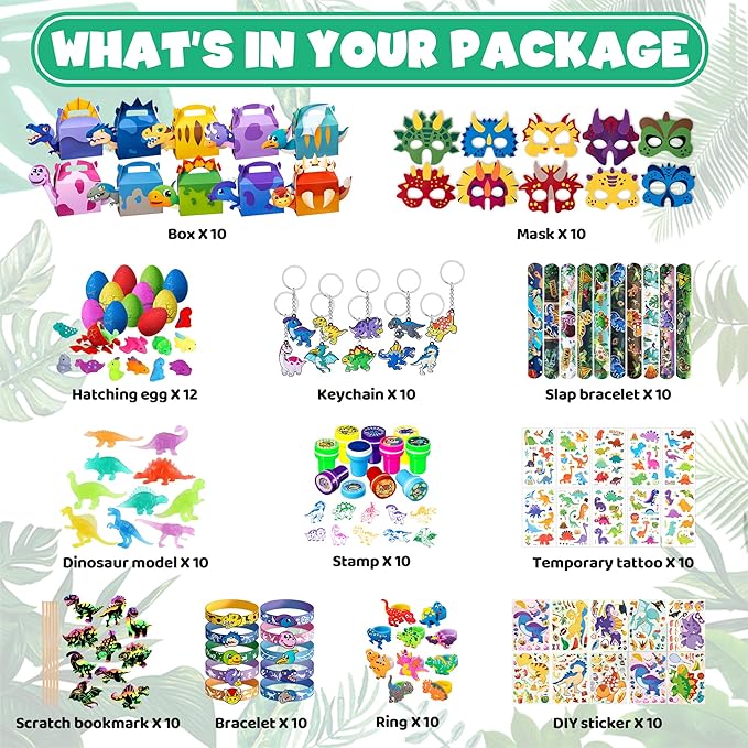 Dinosaur Party Favors, Dinosaur Birthday Party Supplies, Dinosaur Goodie Bags for Kids Birthday, Dino Gifts Bags Fillers Stuffers, Dinosaur Themed Party Toys