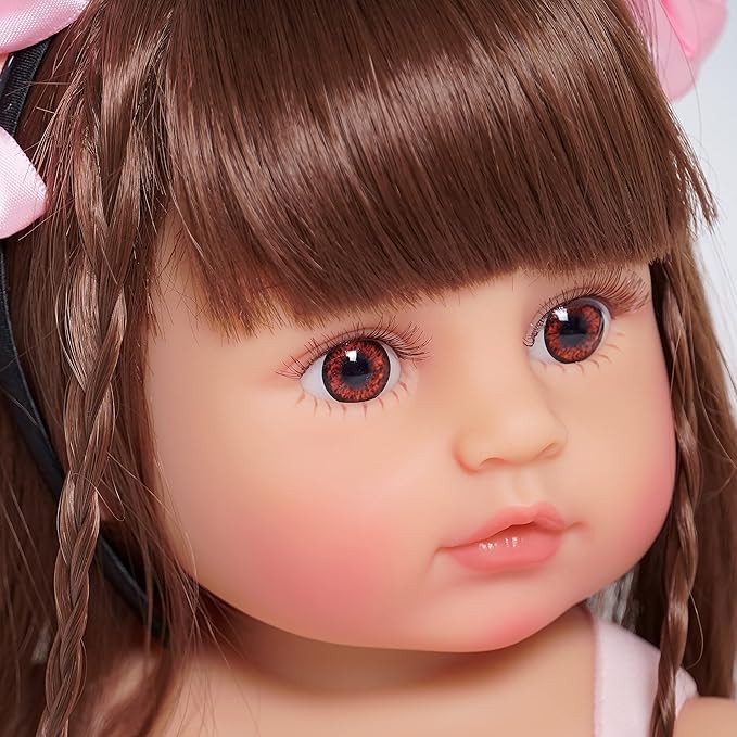 Lifelike Reborn Baby Dolls - 22-inch Soft Body Realistic Newborn Baby Doll Silicone Full Body Real Life Baby Dolls with Feeding Kit Toys Accessories for Ages 3+ Year Old Girls or Collection