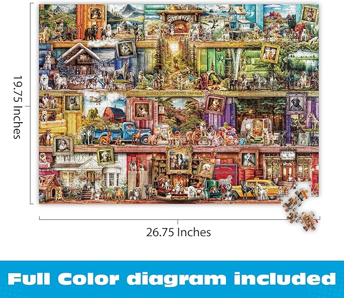 Puzzles for Adults 1000 Pieces – Buffalo Games The Library of Dogs by Aimee Stewart, Challenging 1000 Piece Puzzle for Adults with Poster, Premium Jigsaw Puzzle Made in The USA