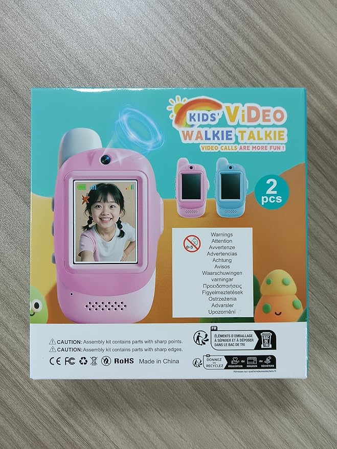 Video Walkie Talkies for Kids, Toys Walkie Talkies Rechargeable 2 Pack with 0.3MP Camera, 1000mAh, Ergonomic, Long Range 2 Way Radio, Indoor Outdoor, Birthday Gift for Boy Girl Age 3-12 (Blue & Blue)