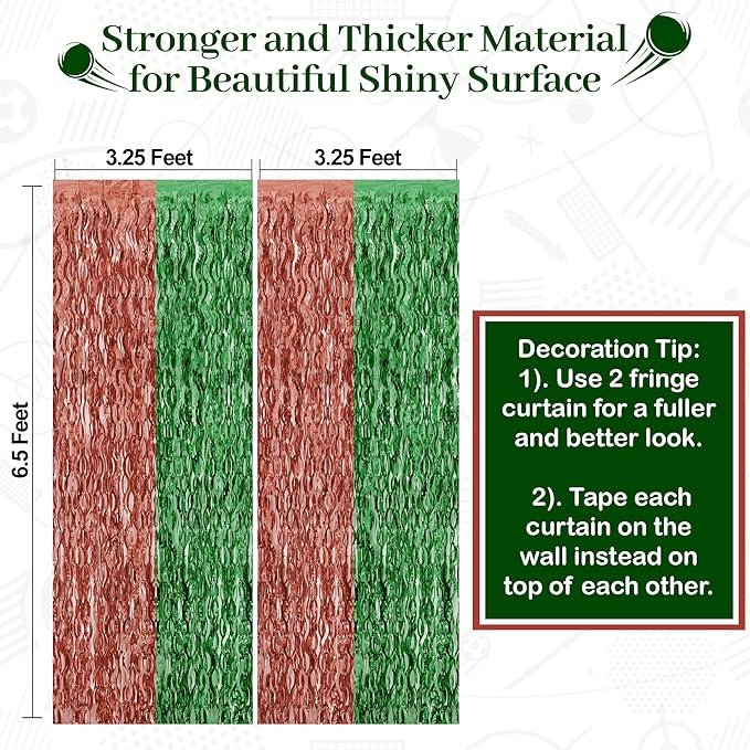 KatchOn, XtraLarge Wave Green and Brown Fringe Football Backdrop - 3.5x6.5 Feet, Pack of 2 | Football Party Decorations, Birthday Party Decorations, Safari Decorations, Jungle Party Decorations
