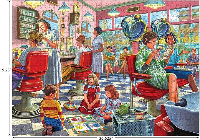 RoseArt - Back to the Past - Hairdresser Beauty Parlor 1000 Piece Jigsaw Puzzle - Retro Vintage Puzzle for Adults - Finished Size 26.625 x 19.25 Made in USA