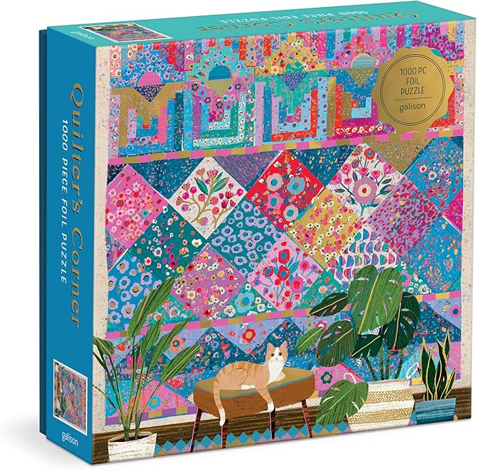 Galison Quilter's Corner – 1000 Piece Victoria Ball Jigsaw Puzzle Featuring Beautiful Artwork of Quilts and Textile Arts