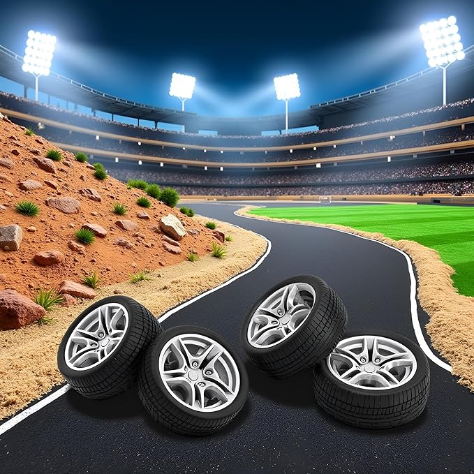 4Pcs Black Tires, 48mm Simulation Rubber Wheel Tire Wheel Toy Model DIY RC Spare Parts Easy Installation,Tire and Wheel Sets, Remote and App Controlled Vehicles and Parts,Sets