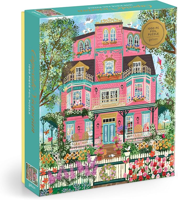 Galison Capeside Victorian – 1000 Piece Joy Laforme Foil Jigsaw Puzzle Featuring Beautiful Artwork of A Capeside Victorian Manor