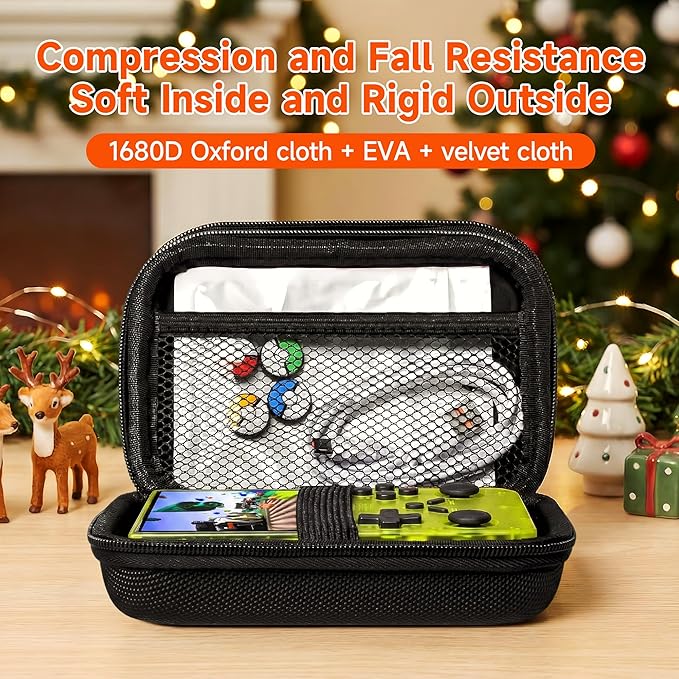 R40 Retro Handheld Game Console with Storage Case - Open Source System,3.5" IPS Screen, 18,000+ Classic Games, 128G TF Card, 3000mAh Battery, Portable Gaming Player for Travel, Yellow