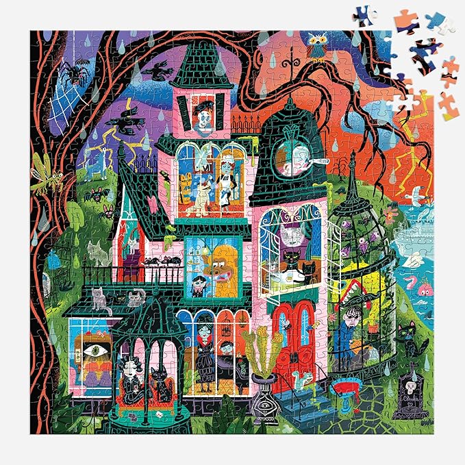 Mudpuppy Monster Mansion – 500 Piece Family Jigsaw Puzzle Featuring Bold and Spooky Illustrations of A Haunted Mansion Filled with Goblins Ghouls and Monsters (Amazon Exclusive)
