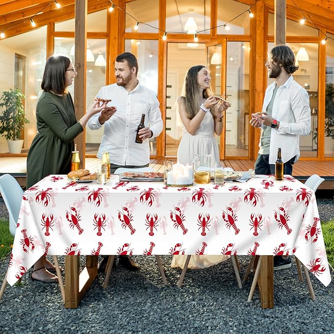 Kochorie 100 Ft x 54 Inch Crawfish Party Tablecloth Roll with Cutter Box Waterproof Plastic Lobster Table Cover for Crawfish Birthday Party Supplies Decorations